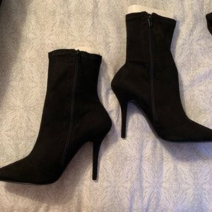 Black Suede Stiletto Booties